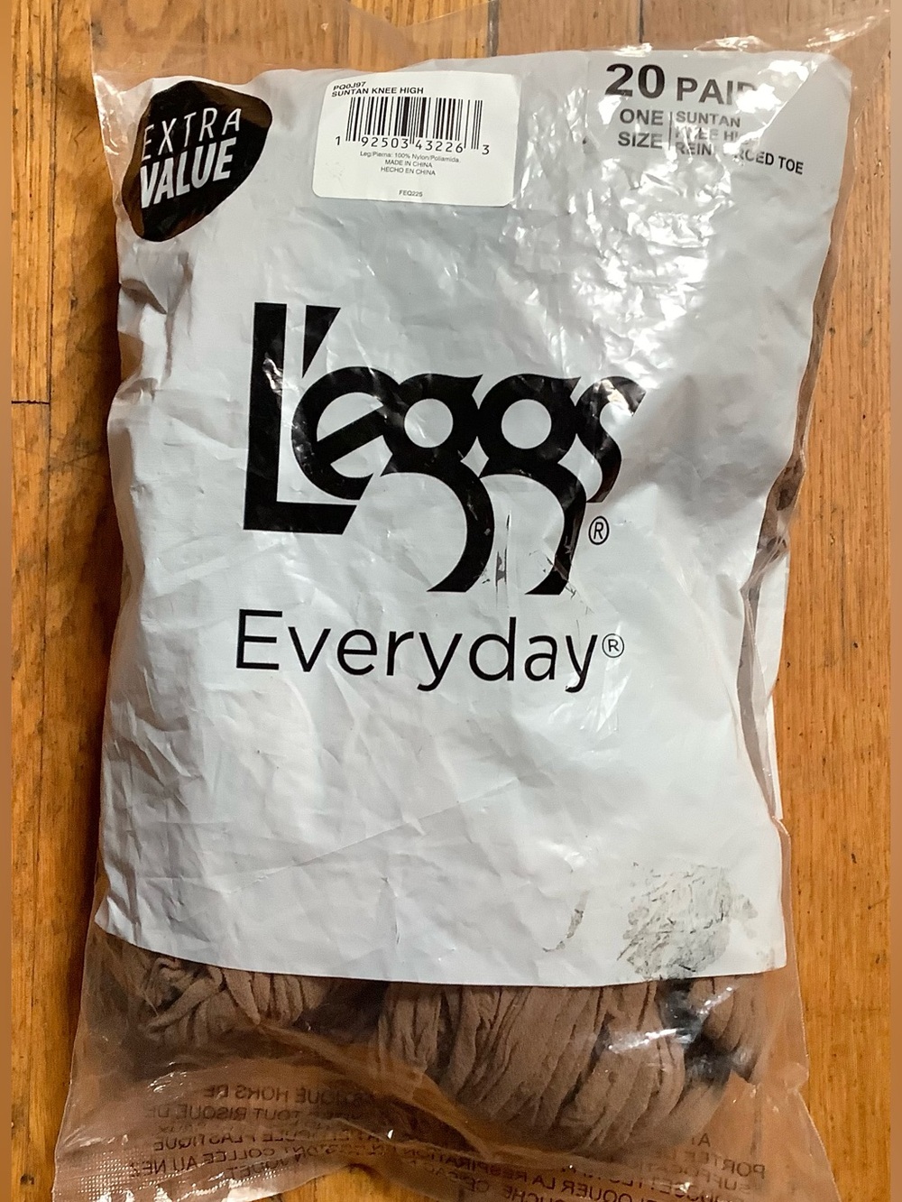 L'eggs Everyday Women's Knee-Highs, 100% Nylon, One Sz Suntan 20 Pair